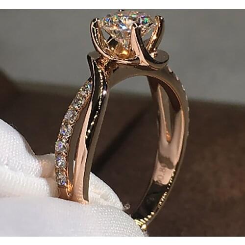 18K Au750 Rose Gold Women Wedding Party Engagement Ring 1 2 3 4 5 Carat Round Moissanite Diamond Ring Cross Classic Trendy
