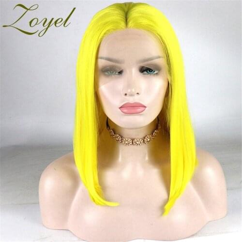 Zoyel Synthetic Yellow Wigs 613 Color Short Straight Bob Wigs for Women Middle Part Nature Black Blonde Brown Daily Use Hairs
