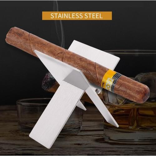 1pcs NEW Cigar Holder Portable Stainless Steel Pocket Size Smoke Accessories Foldable Stand Cigarette Support Rack men gifts