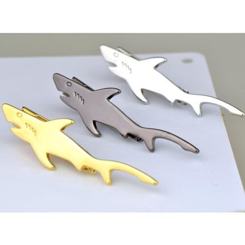 10pcs/lot Whale Shark Tie Clips Gunblack/Silver/Gold Copper Plating Tie Pins Tie Bar Mens Fashion Jewelry Gift Wholesale
