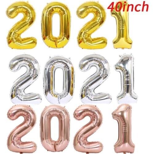 16inch/32inch/40inch 2021 Sets packing Foil Number Balloons for Graduation Decorations New Year Eve Festival Party Supplies