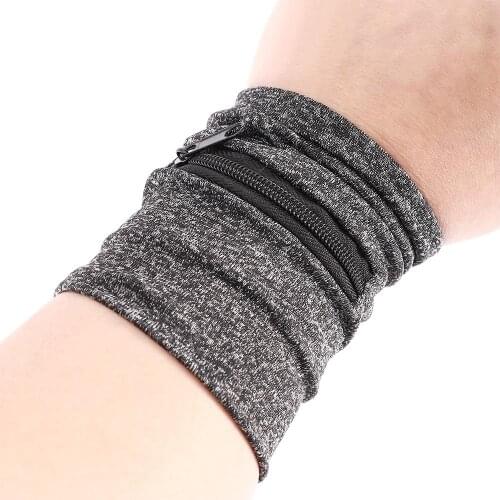 2 In 1 Unisex Running Hand Guards Storage Bag Zipper Sweat Band Wrist Support Wristband Safe Sweatband Wallet