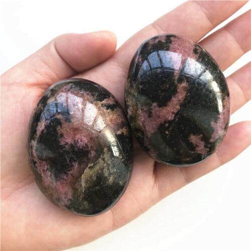 30-50mm Natural Rhodonite Palm Massage Therapy Stone Crystal Polished Palm Stone Healing Natural Quartz Crystals 1PC