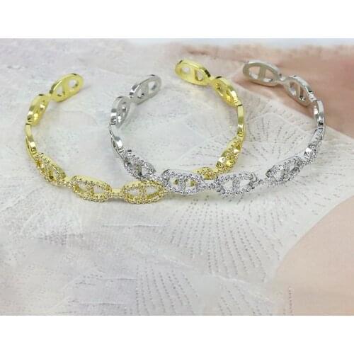 5 Pcs New design Punk jewelry bangle Zirconia Hollow Gold color zircon Jewelry charms Bracelet Gold color Women bangle 51410