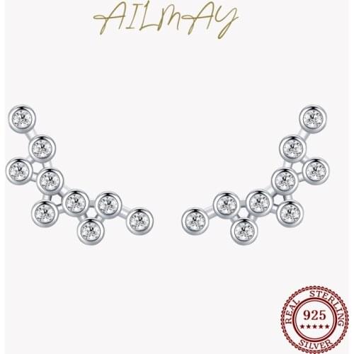 Ailmay Shining Clear Zircon Bubbles Shape Long Earrings For Women Classic 100% 925 Sterling Silver Fashion Jewelry