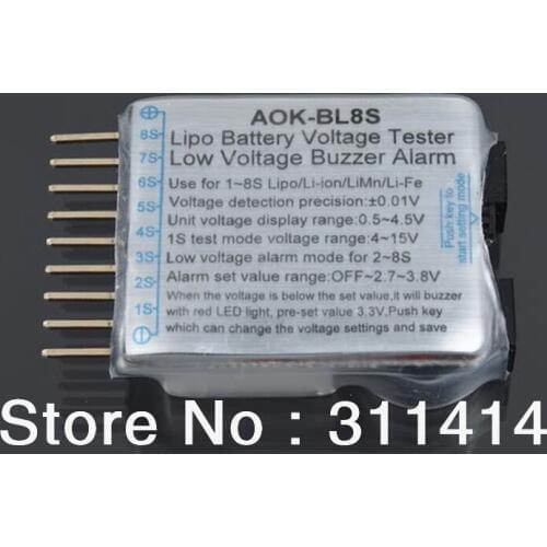 Free Shipping 15pcs Dual Speaker 1S-8S Battery Voltage Tester & Low Voltage Buzzer Alarm meter 2IN1 2S 3S 4S 5S 6S 7S 8S