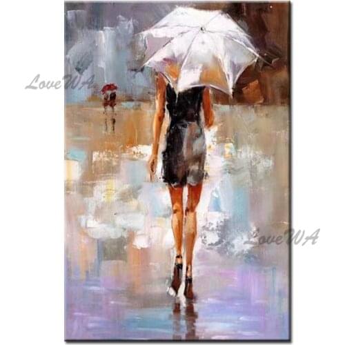 New Arrival Handmade Oil Painting Sexy Girl With Umbrella Canvas Wall Art Paintings Artwork Unframed Art For Bedroom Decoration