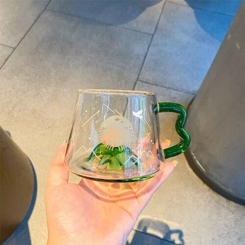 Korea Star Papa Cup 2021 Summer Psychedelic Forest Gradient Blue-Purple Glass Hill Water Cup Glass Water Bottle