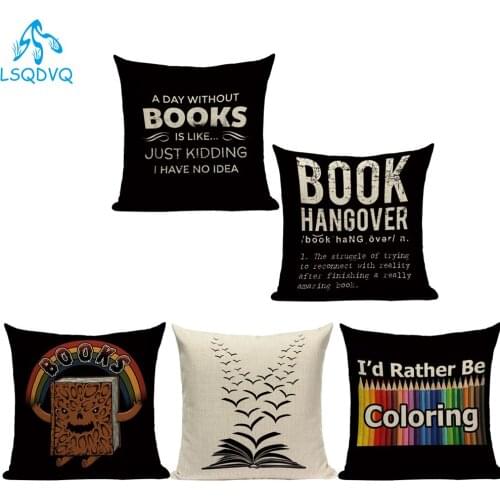 Decorative Throw Pillows Cover Case Letter Book Polyester Sofa Home Decor Cushion Cover Cojines for Living Room