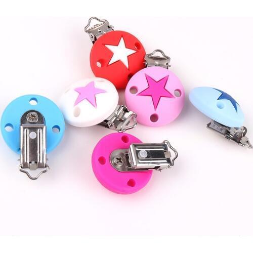 TYRY.HU 10pc Star Pacifier Clips Children Clasps Metal Stainless Steel Holders Baby Clips Product Handmade Accessories Clips