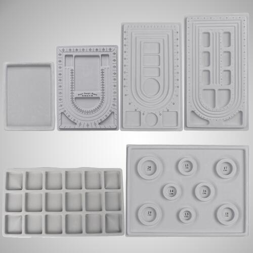 DIY Flocked Bead Board Bracelet Necklace Beading Jewelry Making Gray Organizer Tray Design DIY Craft Tool Accessories