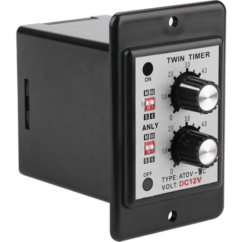 On Off Twin Timer Relay Knob Control Time Switch ATDV-YC 6S-60M Relay Board AC 110/220V DC 12V DC 14V Electrical Access New