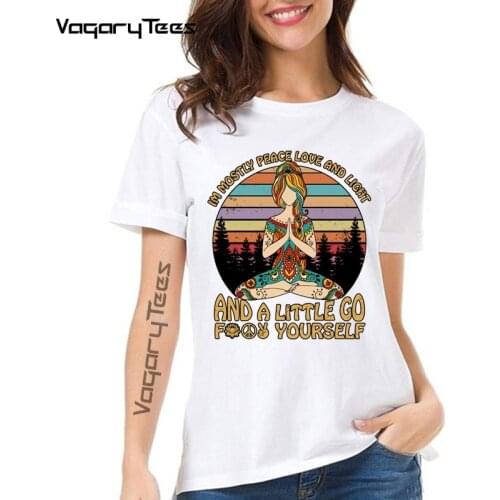 Yo'ga I'm Mostly Peace Love and Light and A Little Go Printed T-Shirt Awesome Birthday Gifts Tee Shirt