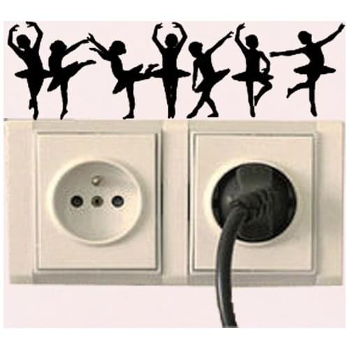Gymnastic Ballet Dancers Wall Sticker Home Decor Vinyl Switch Decal 6SS0387