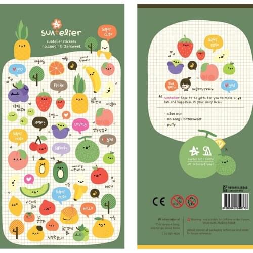 Korea Brand Suatelier Fruit Bittersweet Design Scrapbooking 3D Foam Puffy Sticker For DIY Stationery Diary Mobile Cup Decoration