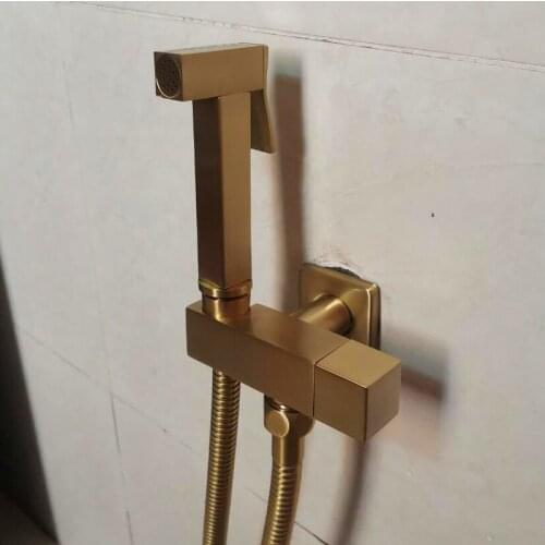 Brass Bathroom Bidet Faucet brushed Gold High Pressure Bidet Sprayer High Quality Toilet Washer Bidet Wall Mounted Faucet