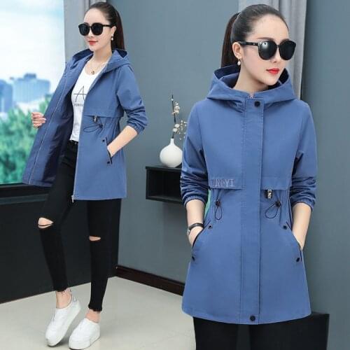 Fashion Spring Autumn Jacket Women Mid-length Korean Temperament Waist Coat Womens Windbreaker Outerwear Tops Plus Size 4XL