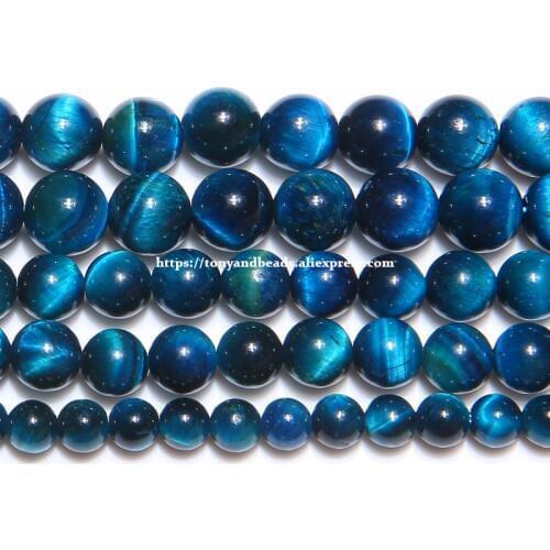 Natural Stone Peacock Color Tiger Eye Agates Round Loose Beads 6 8 10 MM Pick Size for Jewelry Making