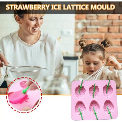 Plastic Molds Ice Tray Summer 3D Strawberry Shape Ice Tray Strawberry Silicone Mold Ice Cream Ice Tray DIY Ice Cream Moulds