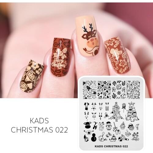 Christmas Design Nail Art Stamping Plate Elk Cake Decoration Pattern Stamping Plate for Nails Stainless Steel Iamge Stencil Tool