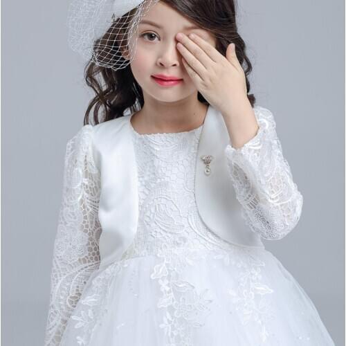 Dress-Matching Girls Jacket White Cardigan Children Latest 2017 Shawl Girls Clothes for 3 4 6 8 10 Years Old AKC165019