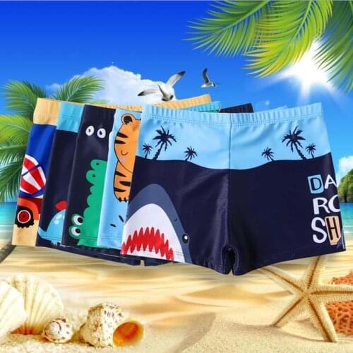 Cartoon Shark Boy Swimming Trunks 2-9Y Childrens Swimwear Kids Trunk Shark Beachwear Boys Bathing Suit Beachwear Boys