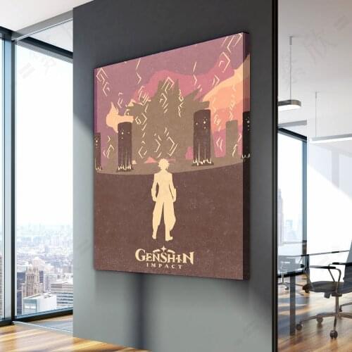 Genshin impact Game poster zhong li Dragon King home decor painting wall HD painting bedroom anime Study Bedroom Bar Cafe Wall