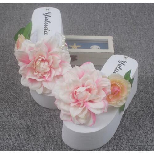 Female Slippers Beach Shoes For Ladies Slip Skid Flip Flops Travel Holiday High Heels With Wedges Cheap