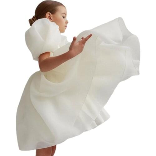 Cute Puffy White Ball Gown Girl Pageant Dress Flower Girl Dresses Tulle Evening Prom Dress First Communion Dress New Year CL593