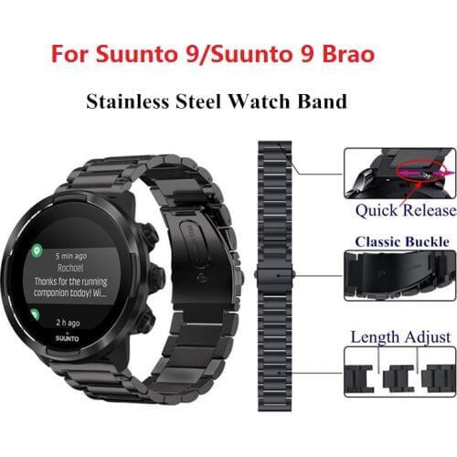 For Suunto 9/Suunto 9 Brao Stainless Steel Watch Bracelet Band for Suunto 9 Baro/Suunto 9 Metal Watchband Replacement Wristband