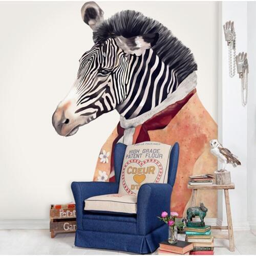Tuya Art Customize Modern 3D Any Size Mr. Zebra Animal Zebra Murals Wallpaper for Living Room Wallmural Wallpaper decor