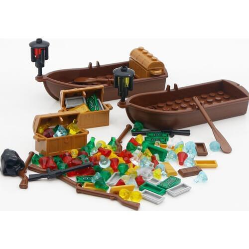 Building Blocks City Accessories Pirates Treasure Jewelry Gem Crystals Stone boats ship Money gold Figure Bricks parts bulk Toys