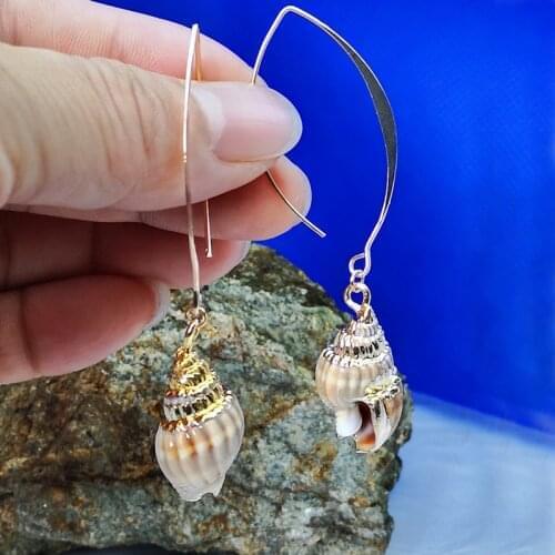 Creative Sea Conch Drop Earrings Charm Gold Color Bride Wedding Earrings Boho Female Dainty Long Dangle Earrings For Women Gifts