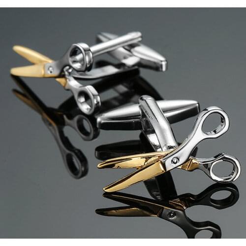 High quality mens shirt cuff link fashion suit classic jewelry scissors cuff link designer business shirt badge pin gift
