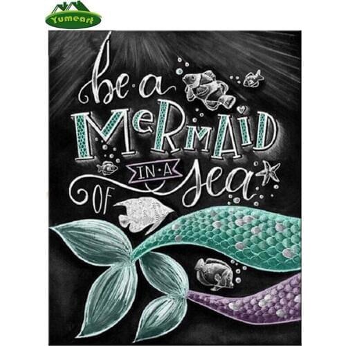 YUMEART Needlework Full Diamond Embroidery Mermaid tail 5D Diamond Painting cross stitch Diy Diamond Mosaic Rhinestones