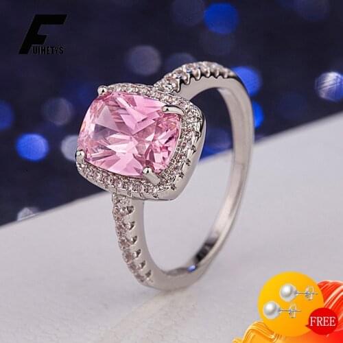 BaliJelry Charm Rings 925 Silver Jewelry Rectangle Zircon Gemstone Ring for Women Wedding Engagement Party Accessories Wholesale