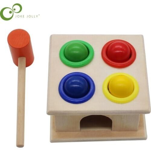 1 Set Wooden Hammering Ball Hammer Box Children Fun Playing Hamster Game Toy Early Learning Educational Toys GYH