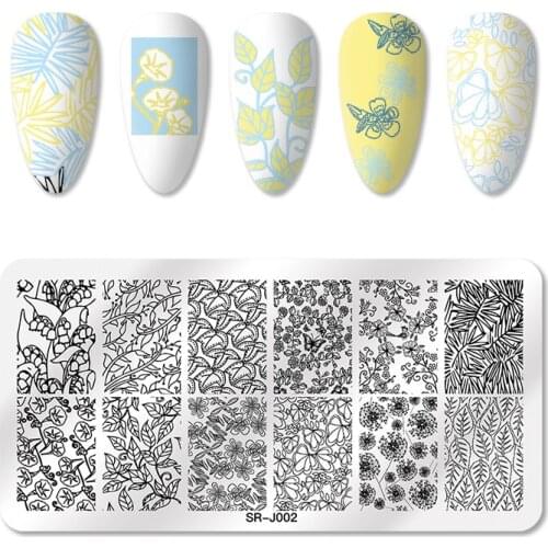 Mtssii 1PC Nail Stamping Plates Flower Leaf Plant Pattern Nail Art Stamp Stamping Template Image Plate Stencil Nails Tool