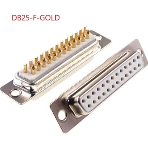 10Pcs D-SUB Connector 25 Position Receptacle Socket Solder Wire Type Parallel Port Connector 25 Pin Gold Machined Pins 2 Row