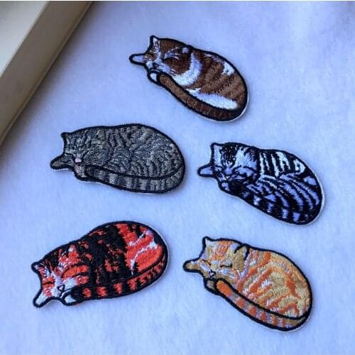 50pcs/lot Cat Kitty Embroidery Patches Jacket Jean Backpack Animal Clothing Decoration Accessories Iron Heat Transfer Applique