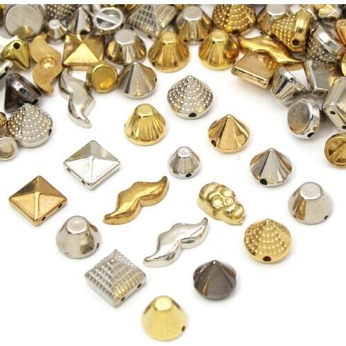 100PcsPlastic Spikes 6/8/10/12mm CCB Silver Gold Black Rivets Cone Pyramid Sewing Spikes Punk Accessories Clothing With Studs