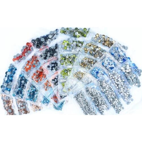 40 Colors 1000pcs Mix size hotfix Rhinestone Crystal SS6-SS30 Glass Strass Hotfix Iron On Rhinestones Decoretion For Garment