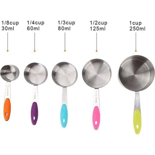 5/10 Piece Stainless Steel measuring spoon with scale Powder Handle Silicone Kitchen Baking Spoon Utensils