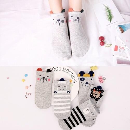 5Pairs New Women Socks Cotton Cartoon Animals 3D Print Christmas Gift Harajuku Women Kawaii Socks Girl Cute Socks Size 35-42