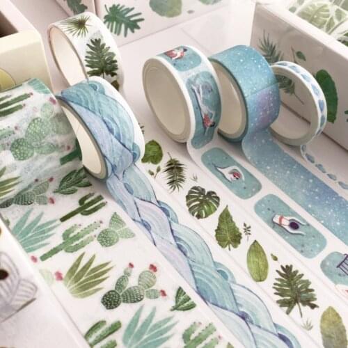 8roll /set Washi Tape Fresh Plant Animal Masking Tape Diary Planner Stickers Diy Decoration Korean Stationery Kawaii 3M