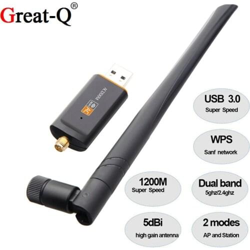 802.11AC 1200Mbps Dual band WI-FI wireless adapter 2.4ghz 5ghz USB 3.0 wifi adapter usb Network Card wifi dongle RTL8812BU