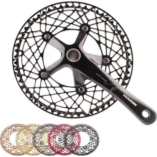 Aluminum Alloy Bicycle Chainwheel CNC AL Hollow Design Ultralight Chain Wheel 53T 56T Rainbow Plating Chainring Bike Accessories