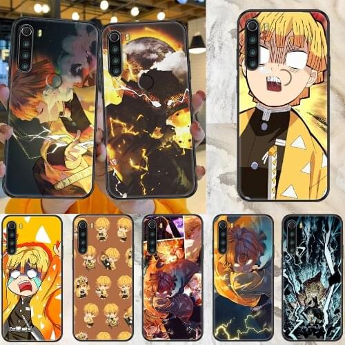 Anime Demon Slayer Agatsuma Zenitsu Phone case For Xiaomi Redmi Note 7 7A 8 8T 9 9A 9S 10 K30 Pro Ultra black fashion cell cover