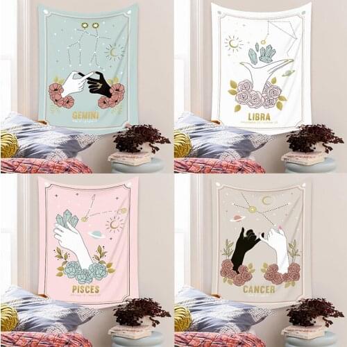 Bohemian tarot tapestry aesthetic twelve constellation room decoration wall hanging cloth wall decor Dormitory psychedelic Mural