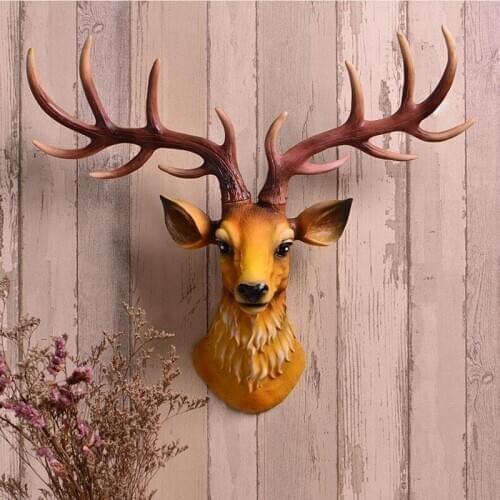 Simulation deer head wall hanging Animal head Wall decoration European living room bar background three-dimensional decoration
